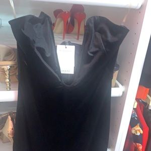 Deep V plunge black velvet dress